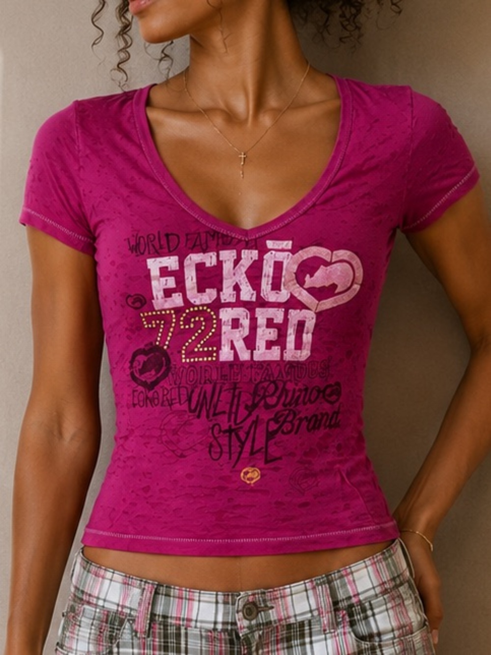 Y2K Ecko Red Graphic Rhinestone Tee